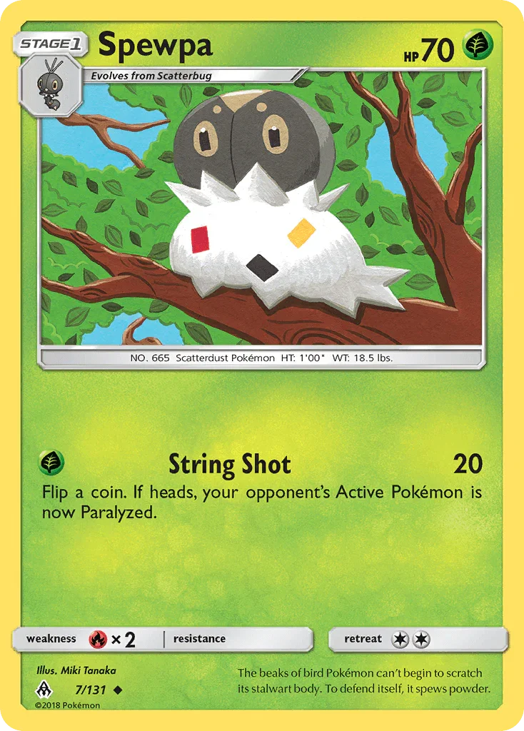 Fire[×2], Grass, Normal, Reverse Holofoil, Sun & Moon: Forbidden Light, Uncommon Spewpa (7/131) [Sun & Moon: Forbidden Light] - Trading Card World