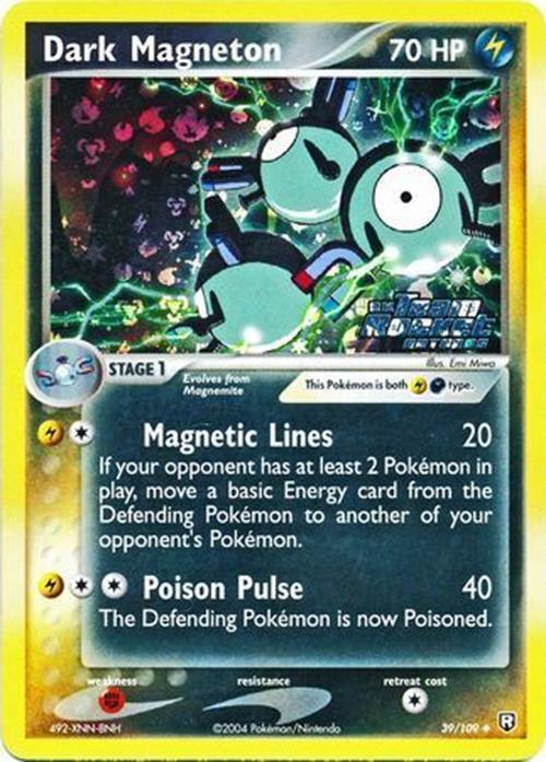 39, Darkness, EX: Team Rocket Returns, Fighting[×2], Lightning, Reverse Holofoil, Uncommon Dark Magneton (39/109) (Stamped) [EX: Team Rocket Returns] - Trading Card World