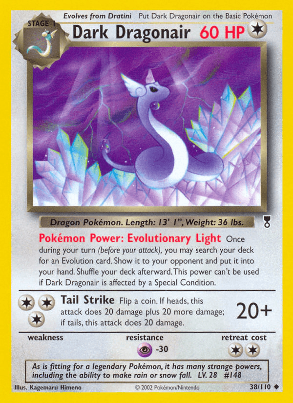 38, Colorless, Legendary Collection, Normal, Psychic[-30], Reverse Holofoil, Uncommon Dark Dragonair (38/110) [Legendary Collection] - Trading Card World
