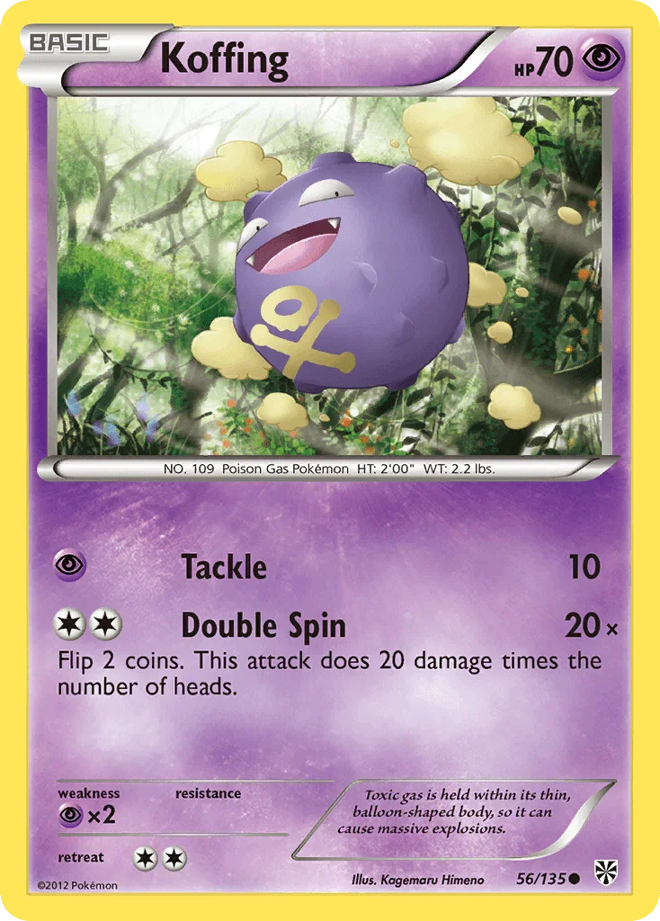 56, Black & White: Plasma Storm, Common, Normal, Psychic, Psychic[×2], Reverse Holofoil Koffing (56/135) [Black & White: Plasma Storm] - Trading Card World