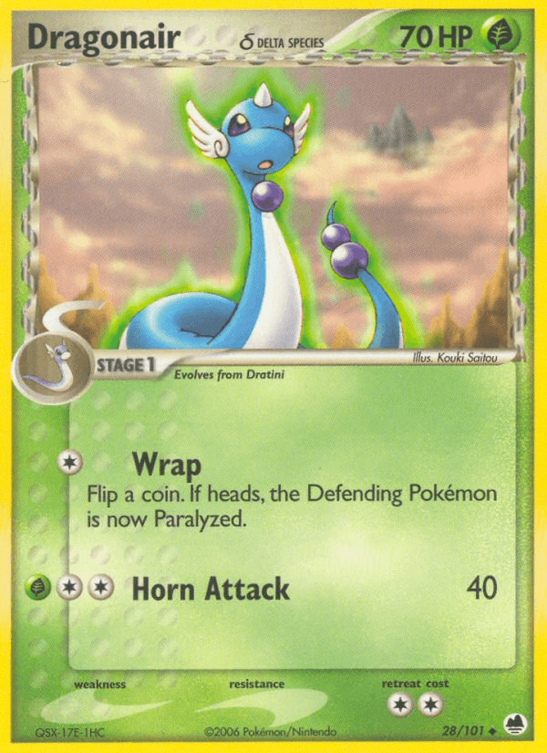 28, EX: Dragon Frontiers, Grass, Normal, Uncommon Dragonair (28/101) (Delta Species) [EX: Dragon Frontiers] - Trading Card World