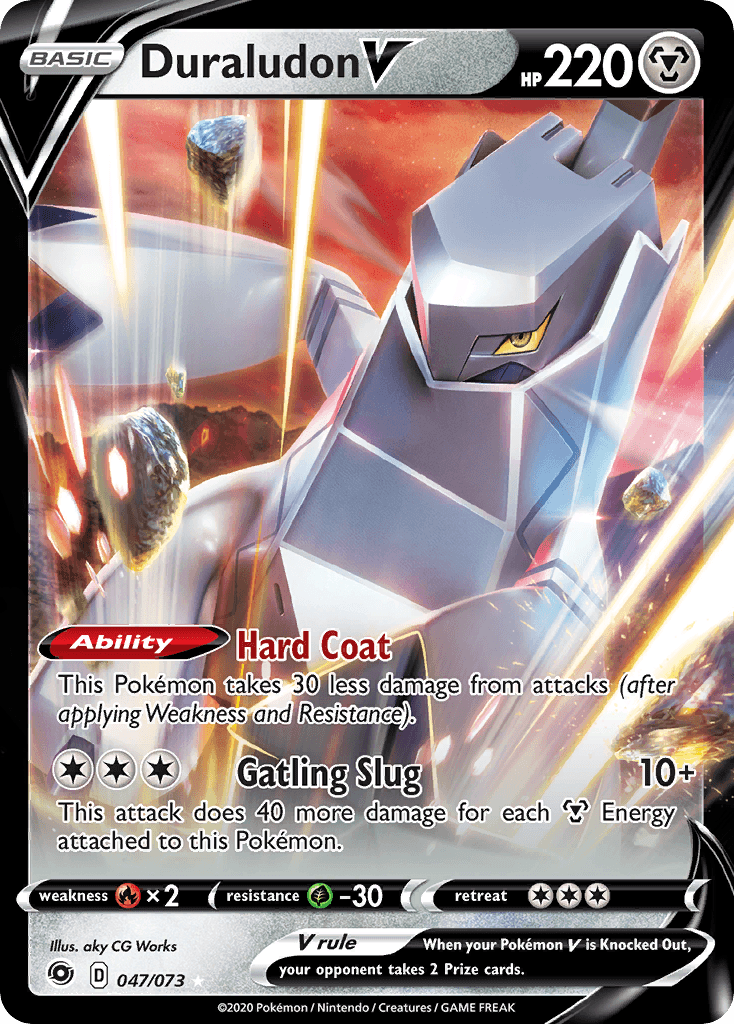 047, Fire[×2], Grass[-30], Holofoil, Metal, Sword & Shield: Champion's Path, Ultra Rare Duraludon V (047/073) [Sword & Shield: Champion's Path] - Trading Card World
