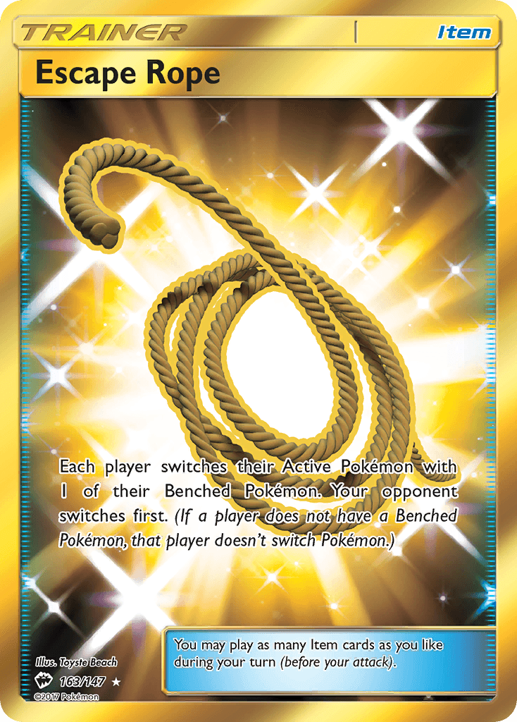 163, Holofoil, Item, Secret Rare, Sun & Moon: Burning Shadows Escape Rope (163/147) [Sun & Moon: Burning Shadows] - Trading Card World