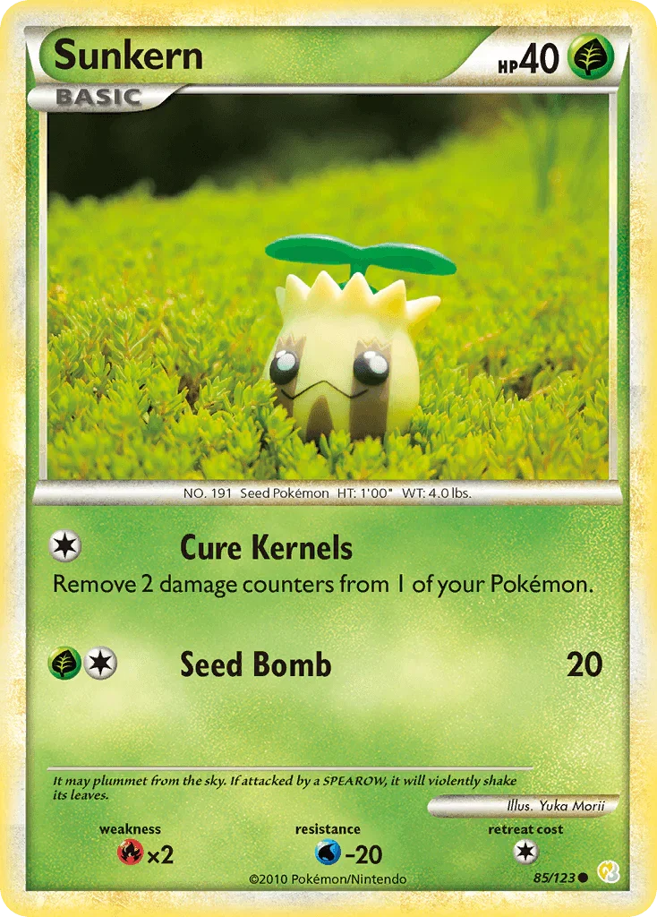 85, Common, Fire[×2], Grass, HeartGold & SoulSilver: Base Set, Normal, Reverse Holofoil, Water[-20] Sunkern (85/123) [HeartGold & SoulSilver: Base Set] - Trading Card World