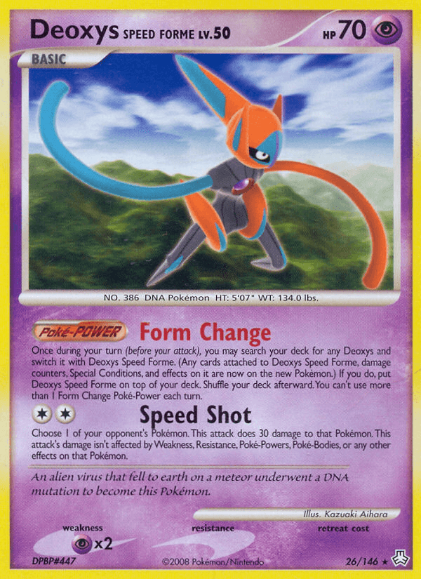 26, Diamond & Pearl: Legends Awakened, Normal, Psychic, Psychic[×2], Rare, Reverse Holofoil Deoxys Speed Forme (26/146) [Diamond & Pearl: Legends Awakened] - Trading Card World
