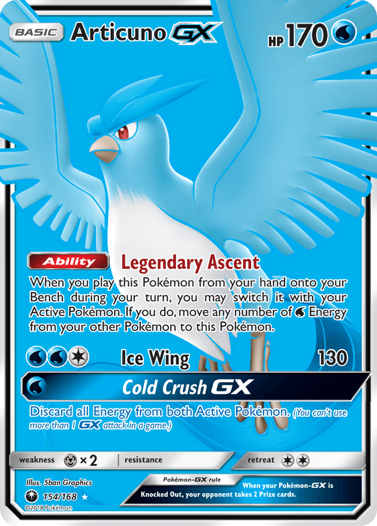 154, Holofoil, Metal[×2], Sun & Moon: Celestial Storm, Ultra Rare, Water Articuno GX (154/168) [Sun & Moon: Celestial Storm] - Trading Card World